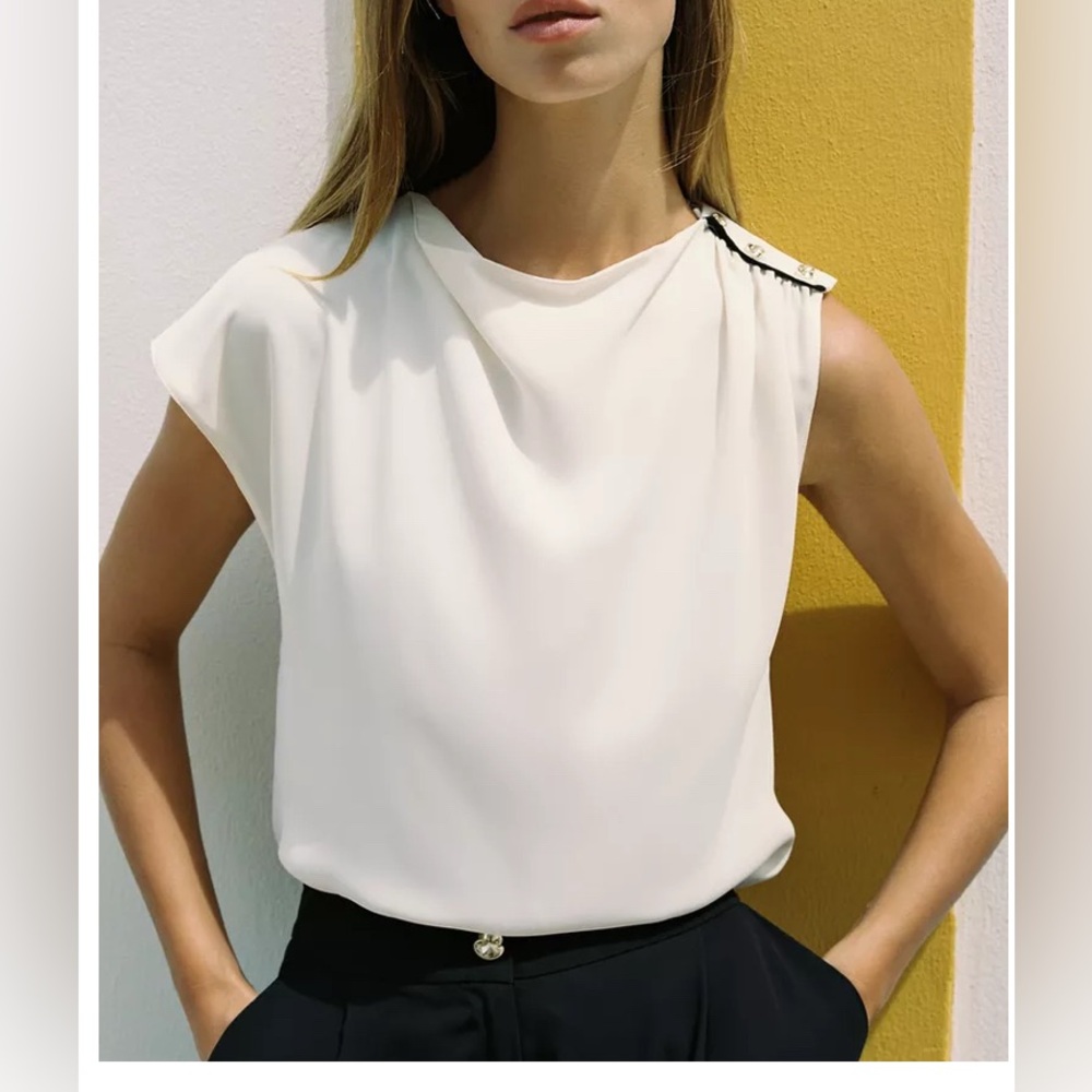 Zara Shoulder Button Blouse | NWT